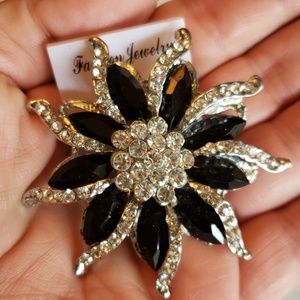 Black Rhinstone Brooch